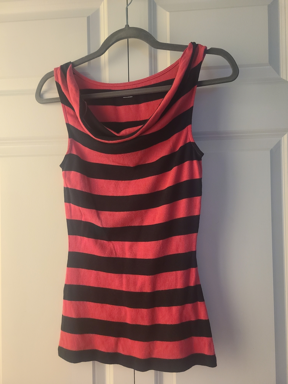Express Black & Pink Striped Cowl Neck Tank- Size Small